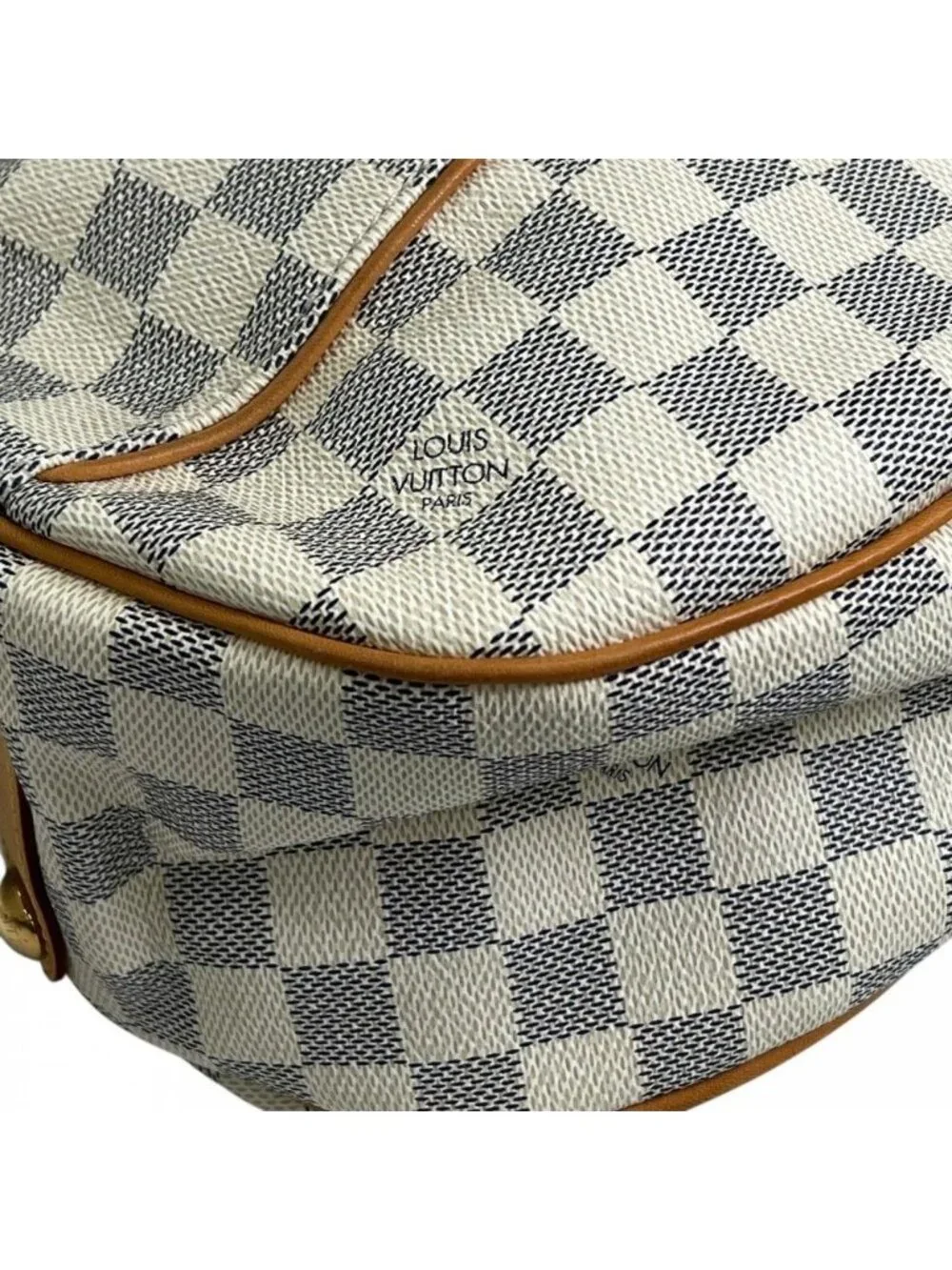 Louis Vuitton Shoulder Bag Galleria PM Damier Azur Canvas White Gold